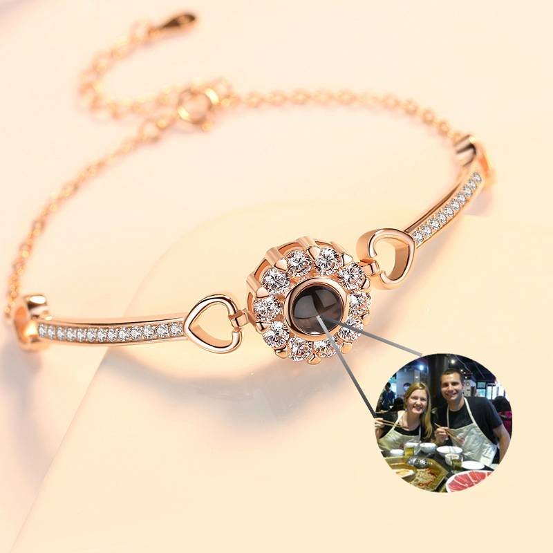 Personalized s925 Silver Angel Eyes Sunflower Projection Bracelet