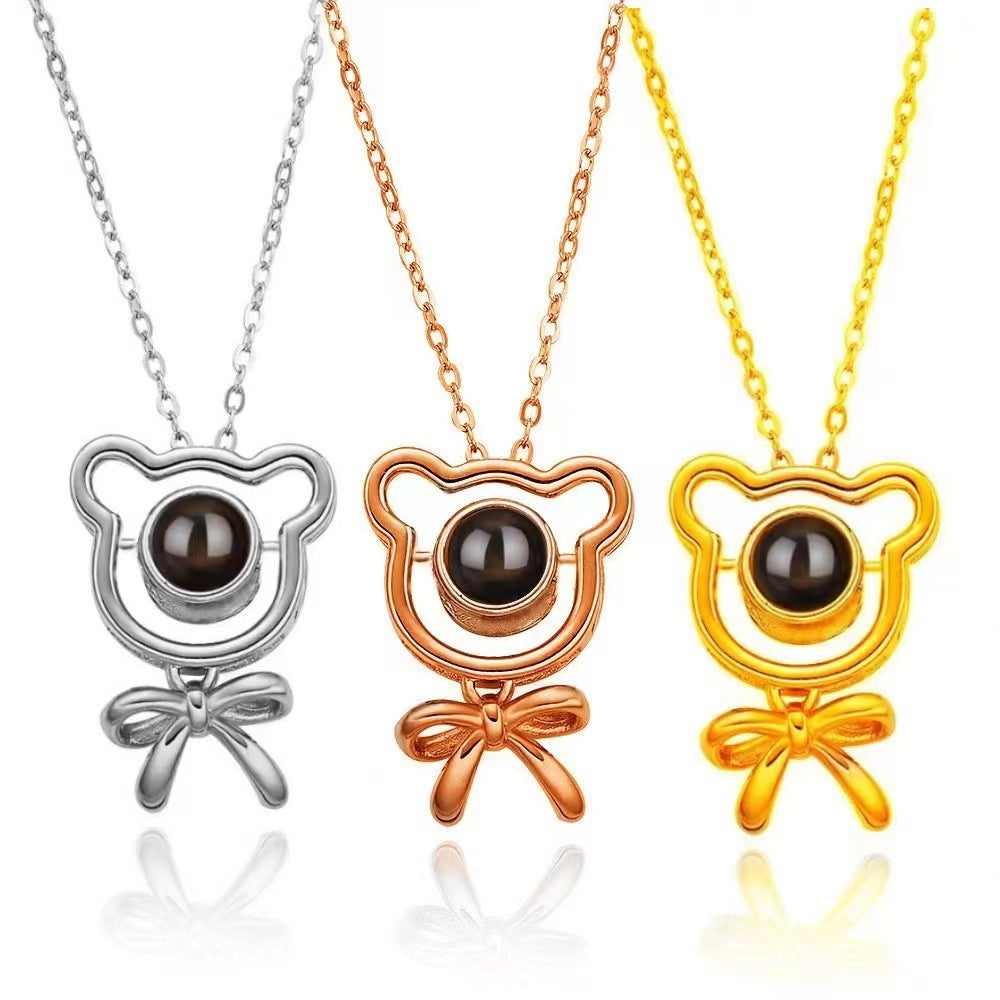 Personalized Cute Bear Projection Necklace