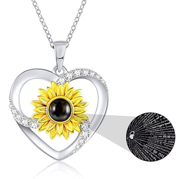 Collier personnalisé avec photo et projection de tournesol pour femme Personnalisation multilingue 