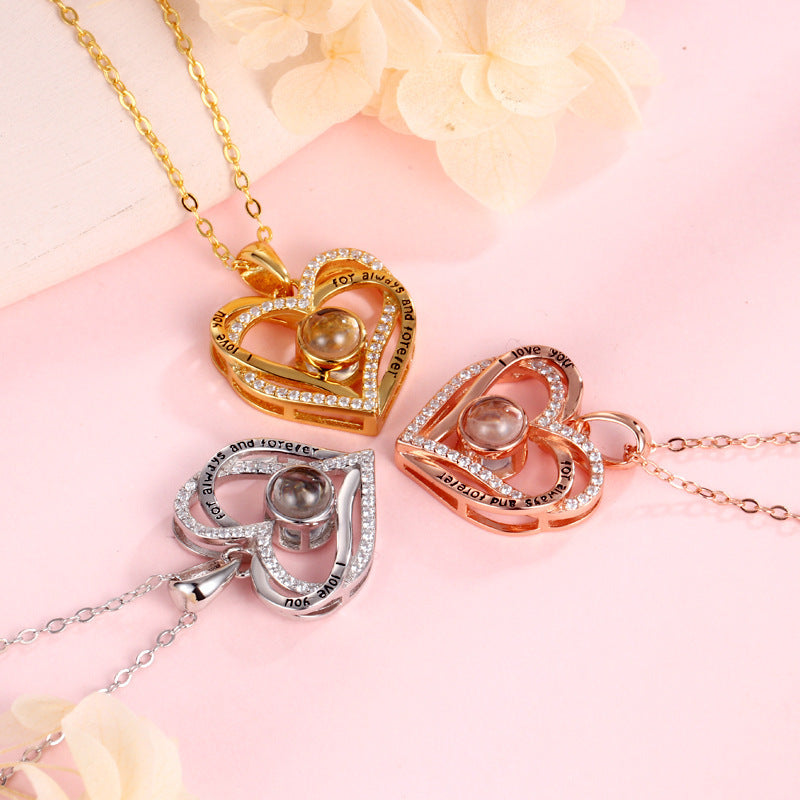 Personalized Silver Heart-Shaped Photo Custom Necklace