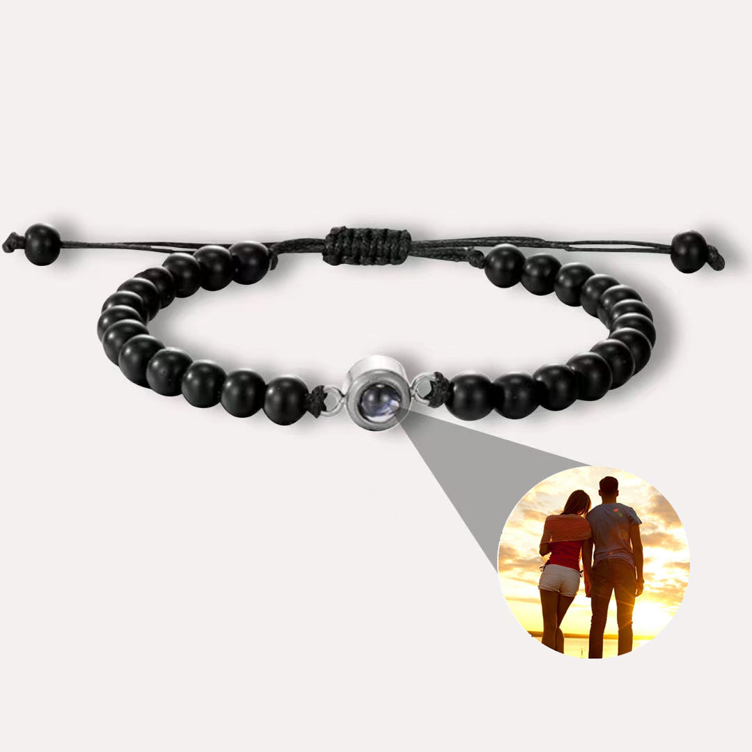 Bracelet de projection de couple turquoise cadeau de Noël Thanksgiving pour hommes et femmes photo couleur imprimée personnalisée personnalisée 