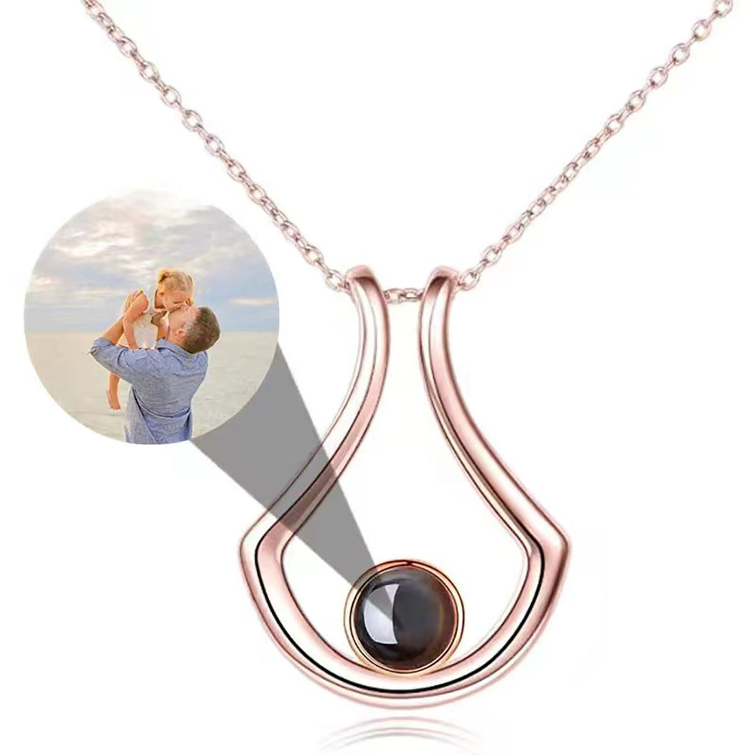 Personalized Fan-shaped Clavicle Chain Photo  Necklace