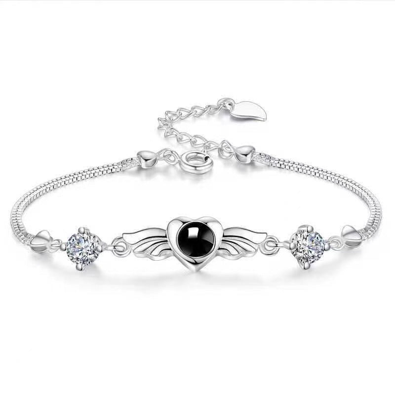 Bracelet de projection d'ailes d'ange Bijoux de luxe lumineux Personnalisation photo 