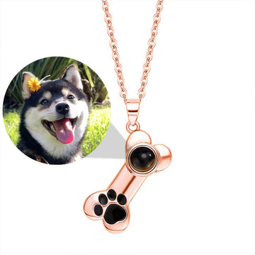 Collier en os de projection personnalisé avec photo, griffe de chien, marque d'animal de compagnie mignonne, cadeau de Noël 