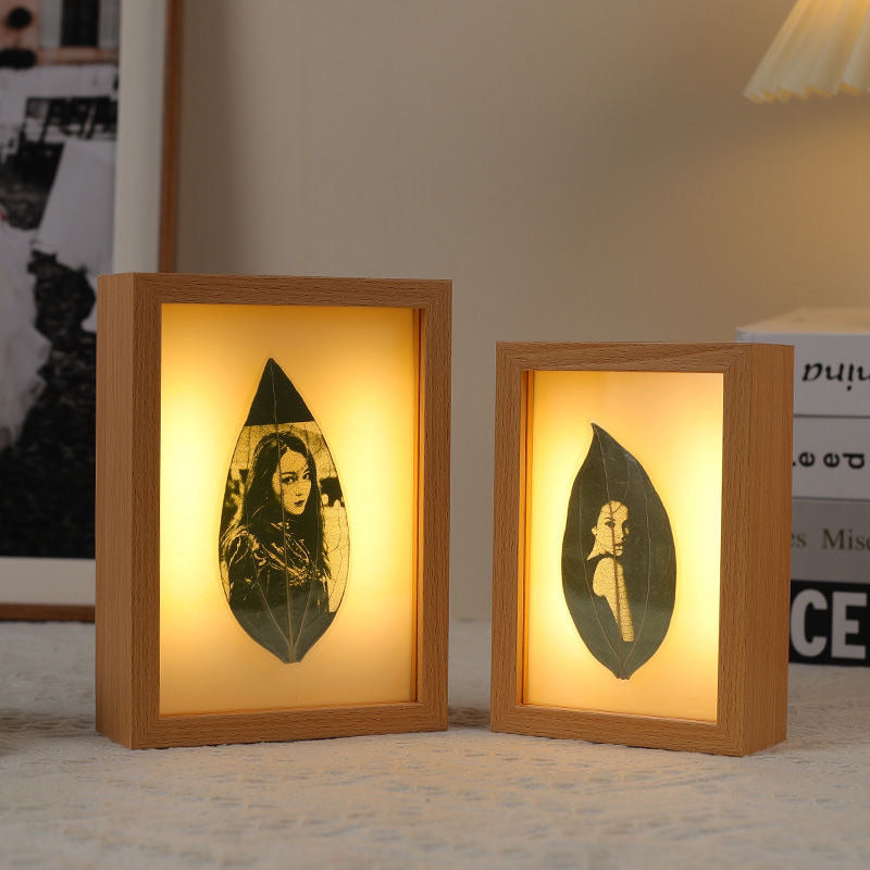 Personalized Leaf Carving Luminous Photo Frame