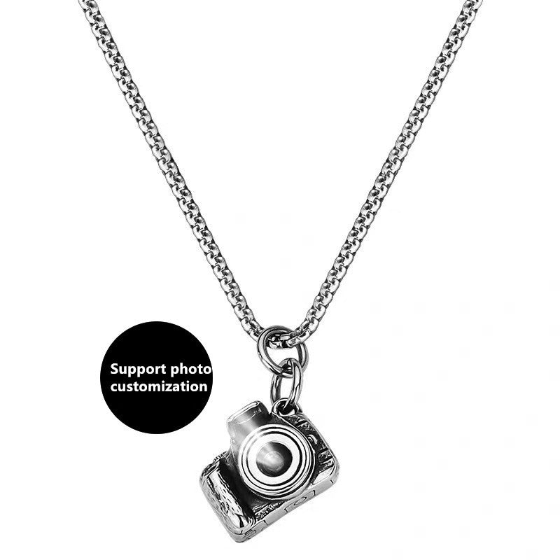 Personalized Retro Camera Titanium Steel Projection Necklace