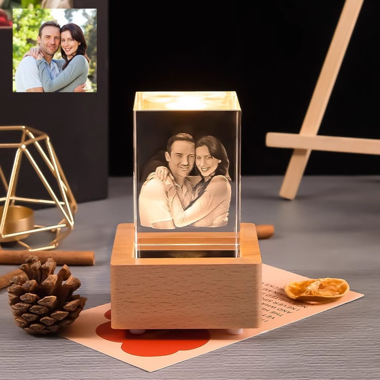 Personalized Square Crystal Carved Color Print Photo