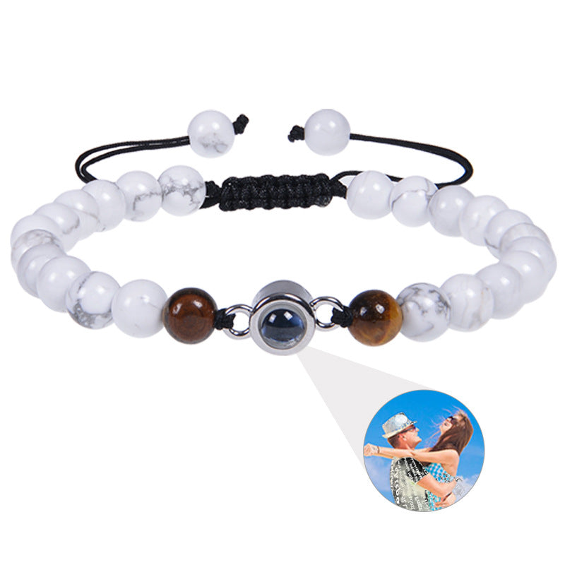 Personalized White Turquoise Couple Bracelet