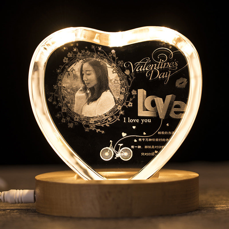 Personalized Crystal Heart Display Stand