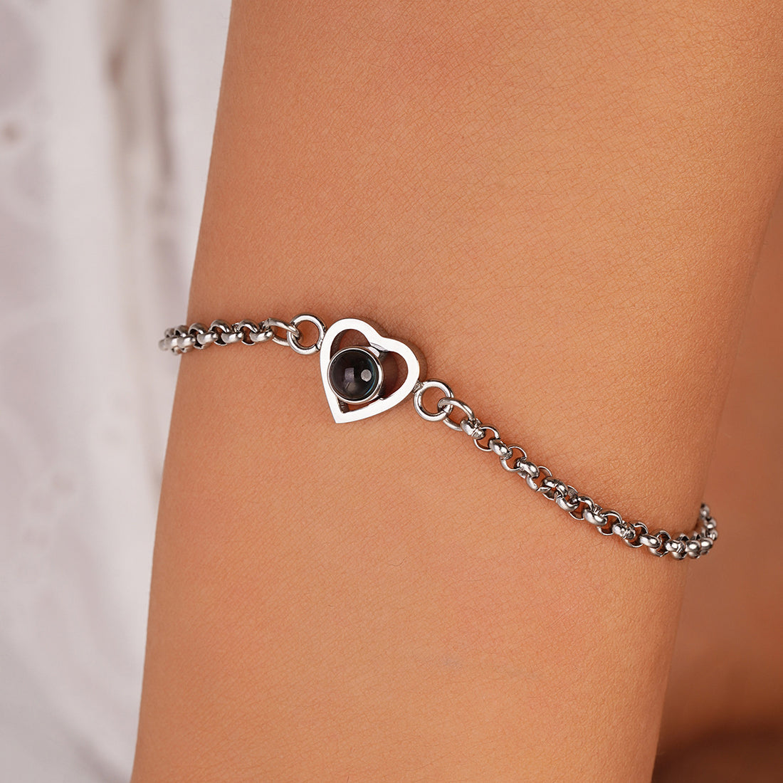 Personalized Titanium Steel Heart Projection Bracelet