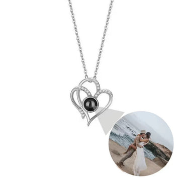 Personalized Double Love Diamond Projection Pendant Necklace