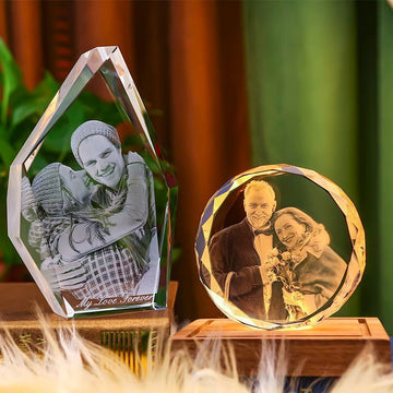 Cadeau photo en cristal sculpté en 3D pour les amis et les clients, la famille, la Saint-Valentin, un anniversaire 