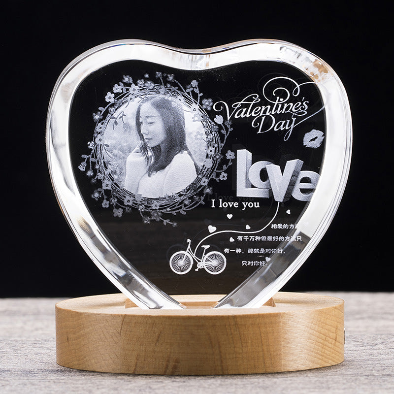 Personalized Crystal Heart Display Stand