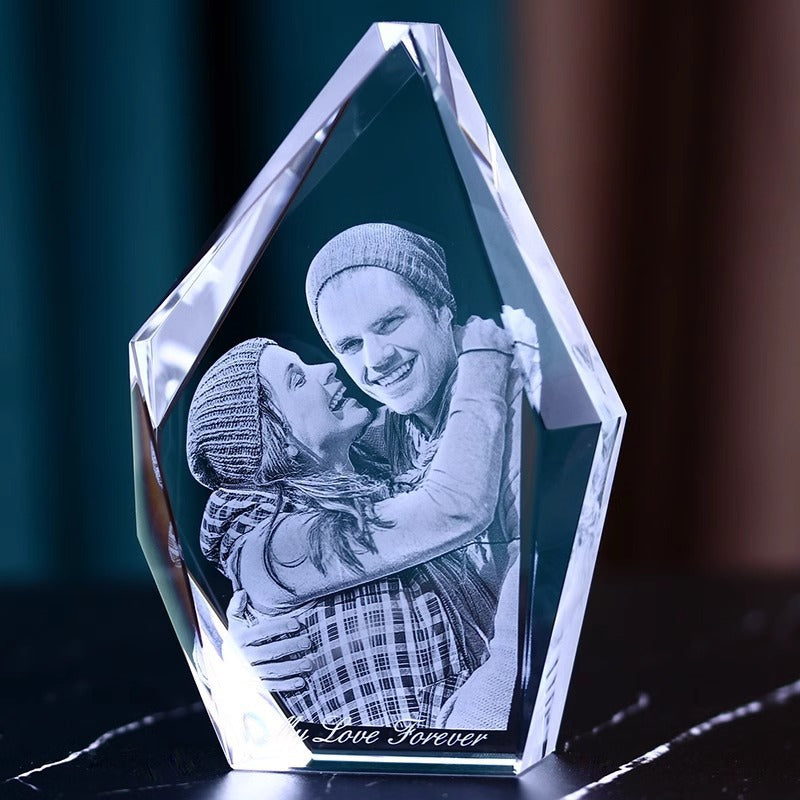 Cadeau photo en cristal sculpté en 3D pour les amis et les clients, la famille, la Saint-Valentin, un anniversaire 