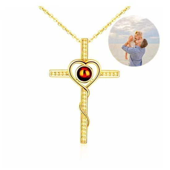 Personalized Love Cross Custom Projection Necklace